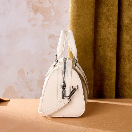 WG480-51103BG - Wrangler Chevron Stitch Dome Satchel Crossbody Bag - Beige