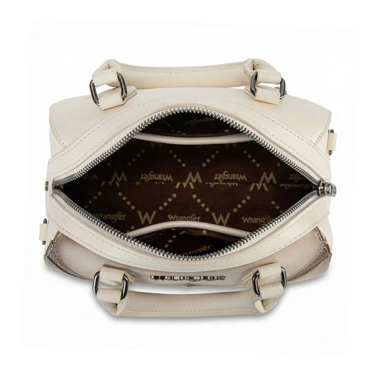 WG480-51103BG - Wrangler Chevron Stitch Dome Satchel Crossbody Bag - Beige