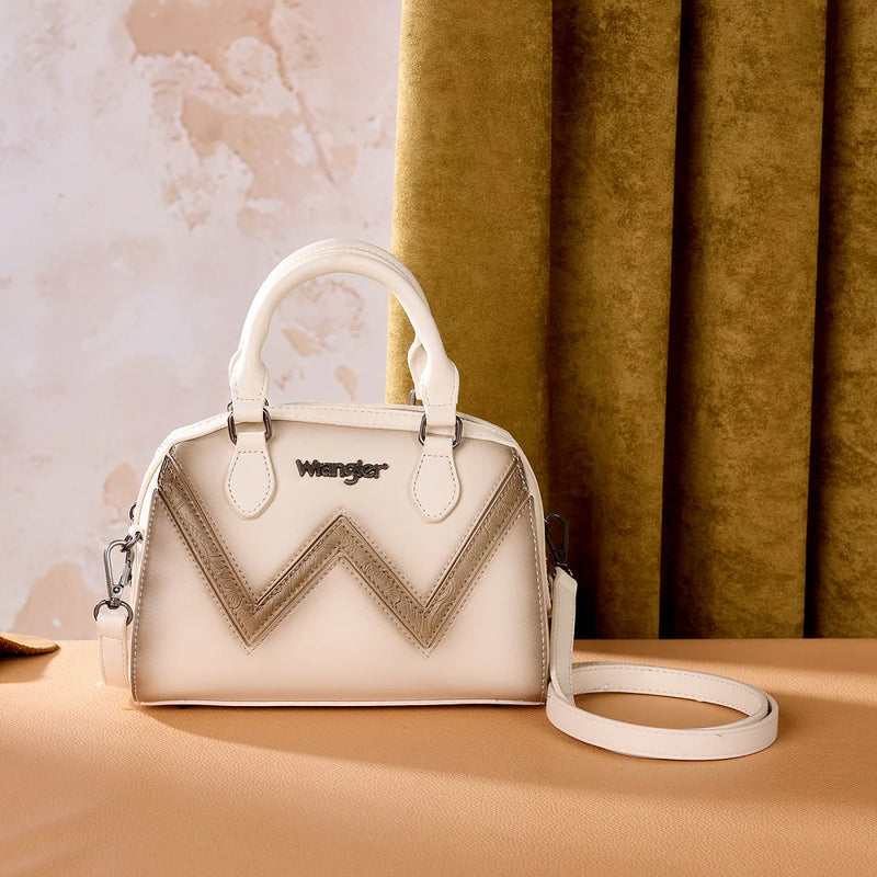 Load image into Gallery viewer, WG480-51103BG - Wrangler Chevron Stitch Dome Satchel Crossbody Bag - Beige
