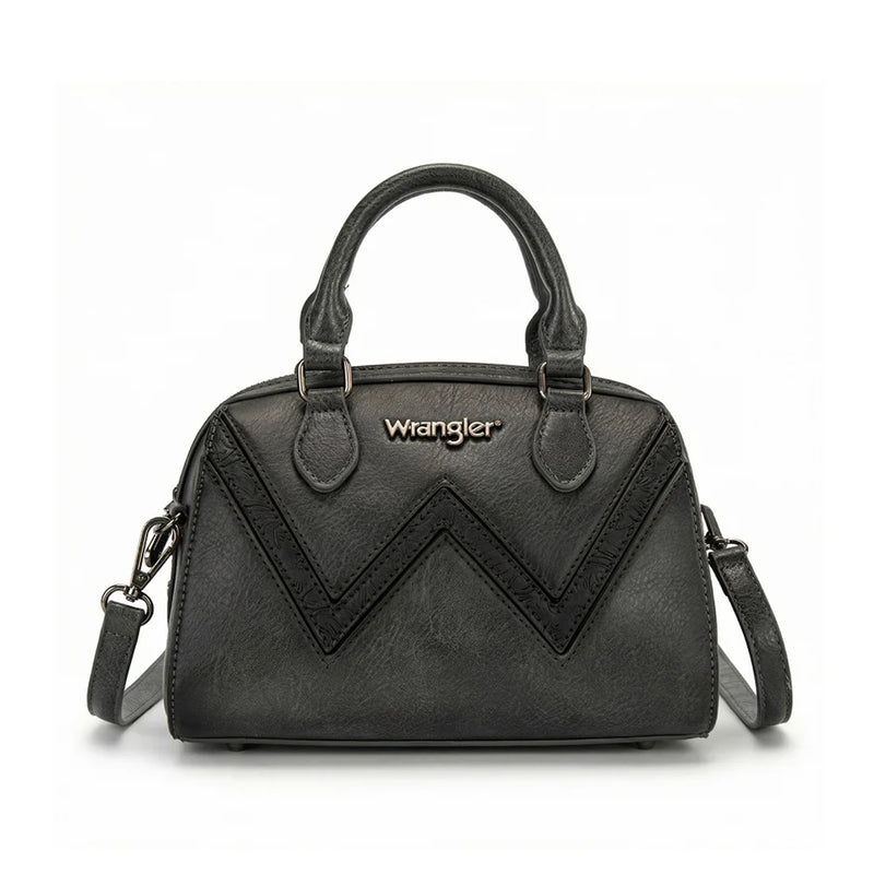 Load image into Gallery viewer, WG480-51103BK - Wrangler Chevron Stitch Dome Satchel Crossbody Bag - Black

