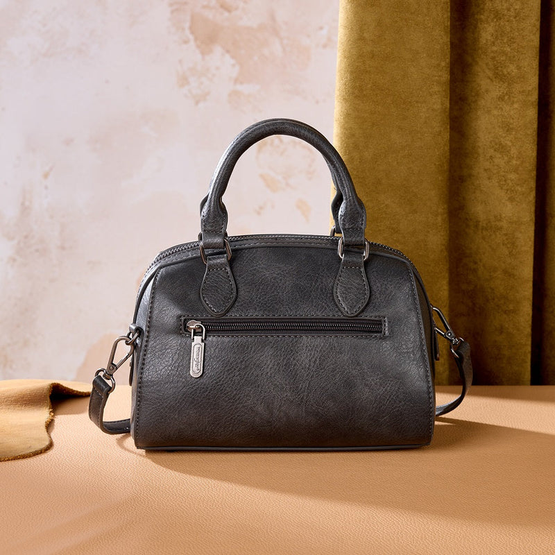 Load image into Gallery viewer, WG480-51103BK - Wrangler Chevron Stitch Dome Satchel Crossbody Bag - Black
