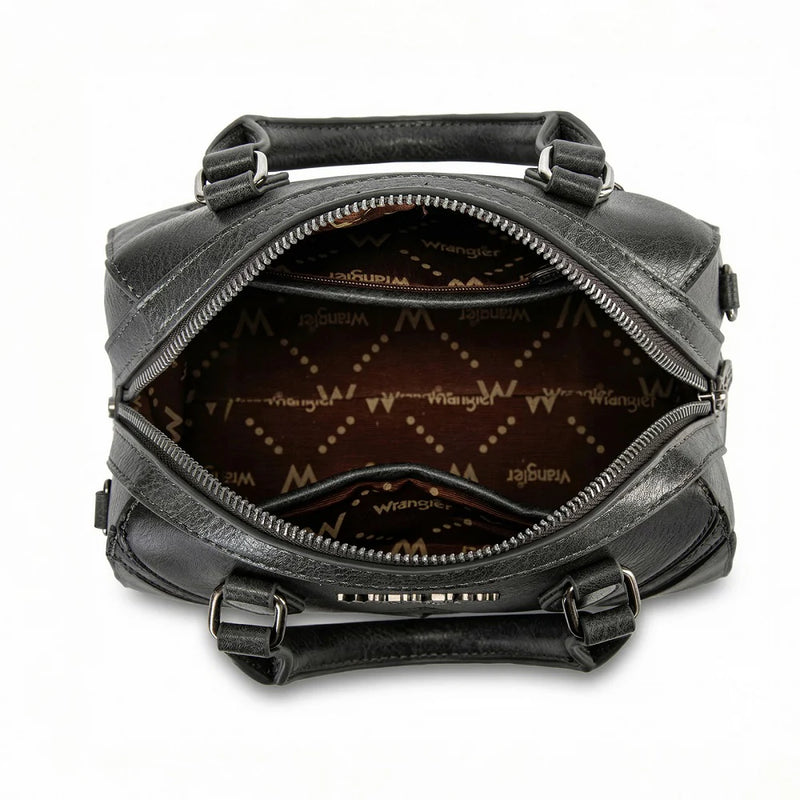 Load image into Gallery viewer, WG480-51103BK - Wrangler Chevron Stitch Dome Satchel Crossbody Bag - Black
