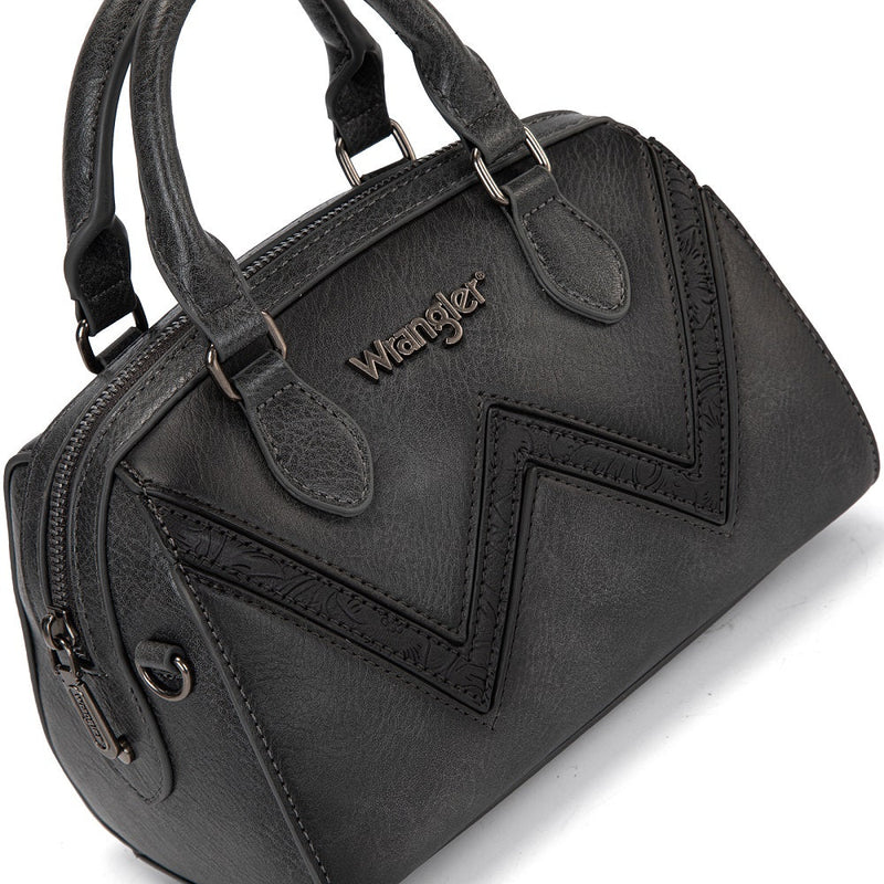 Load image into Gallery viewer, WG480-51103BK - Wrangler Chevron Stitch Dome Satchel Crossbody Bag - Black
