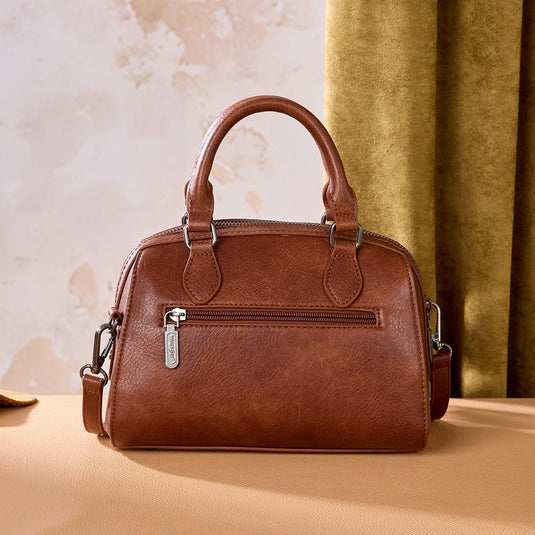 WG480-51103BR - Wrangler Chevron Stitch Dome Satchel Crossbody Bag - Brown