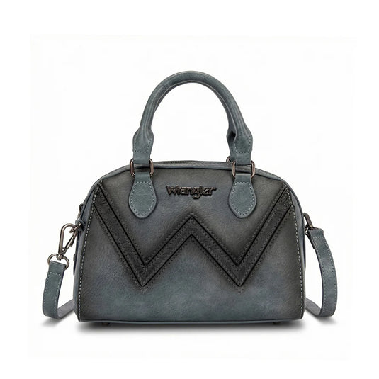 WG480-51103JN - Wrangler Chevron Stitch Dome Satchel Crossbody Bag - Jean