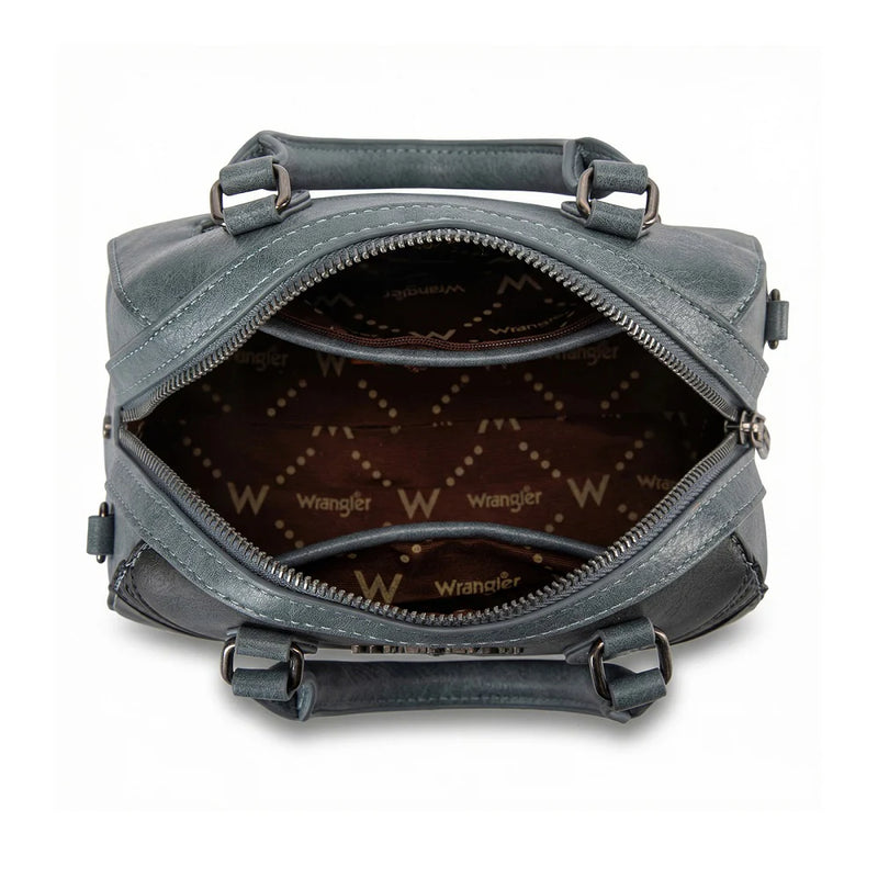 Load image into Gallery viewer, WG480-51103JN - Wrangler Chevron Stitch Dome Satchel Crossbody Bag - Jean
