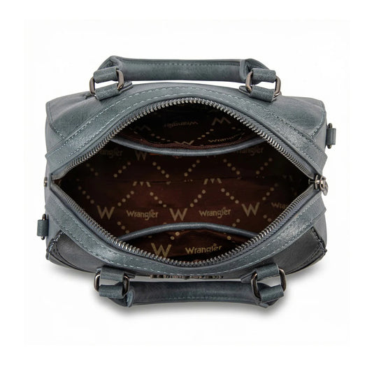 WG480-51103JN - Wrangler Chevron Stitch Dome Satchel Crossbody Bag - Jean