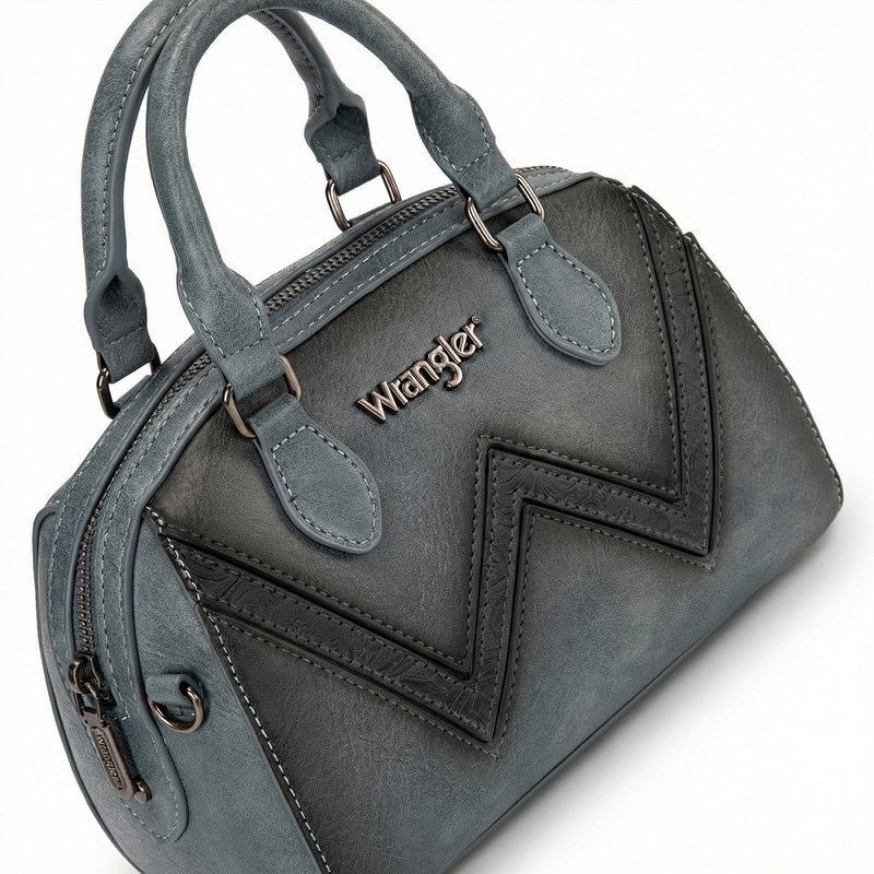 Load image into Gallery viewer, WG480-51103JN - Wrangler Chevron Stitch Dome Satchel Crossbody Bag - Jean
