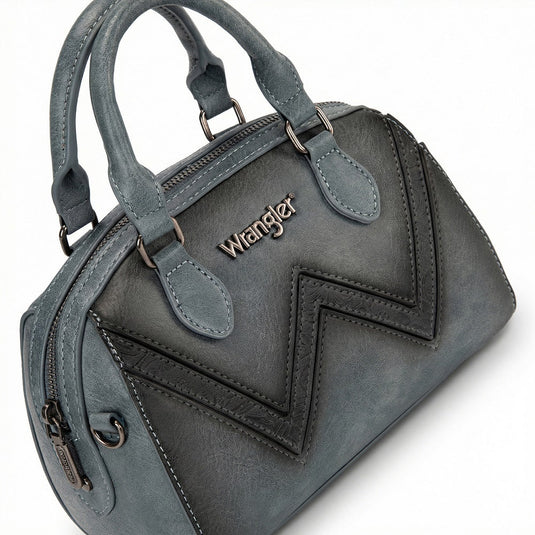 WG480-51103JN - Wrangler Chevron Stitch Dome Satchel Crossbody Bag - Jean