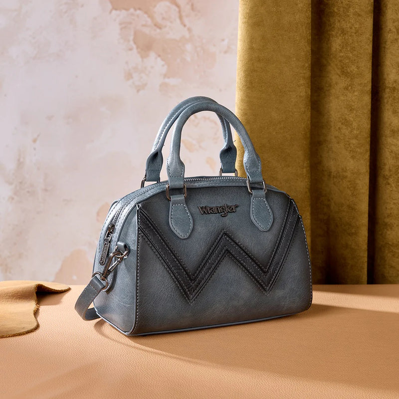Load image into Gallery viewer, WG480-51103JN - Wrangler Chevron Stitch Dome Satchel Crossbody Bag - Jean
