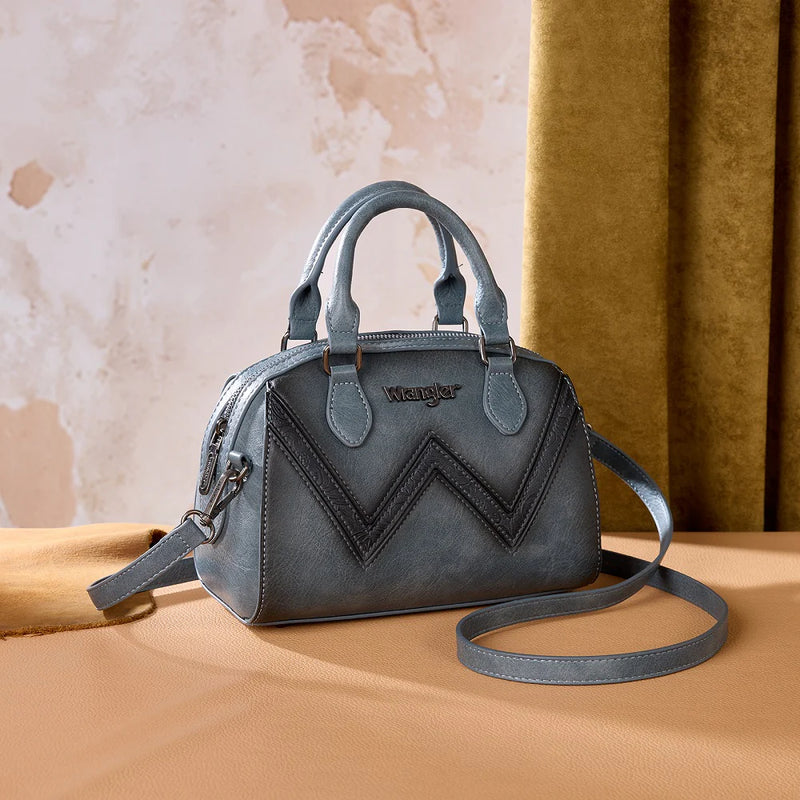 Load image into Gallery viewer, WG480-51103JN - Wrangler Chevron Stitch Dome Satchel Crossbody Bag - Jean
