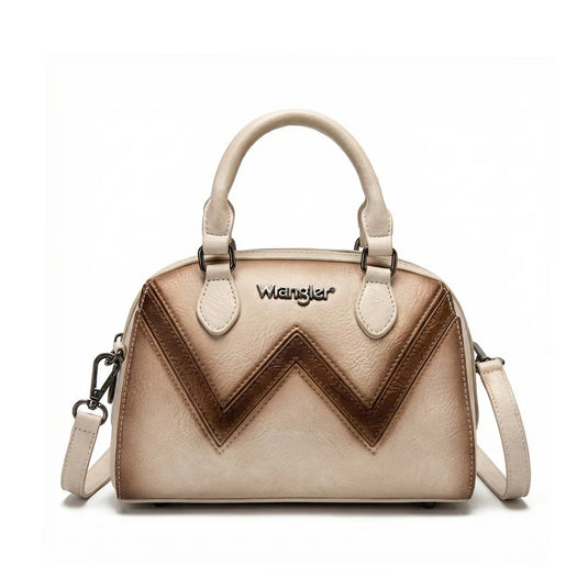 WG480-51103TN - Wrangler Chevron Stitch Dome Satchel Crossbody Bag - Tan