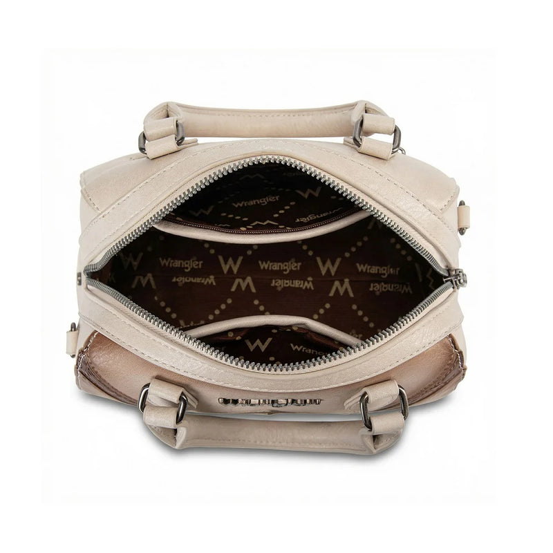 Load image into Gallery viewer, WG480-51103TN - Wrangler Chevron Stitch Dome Satchel Crossbody Bag - Tan
