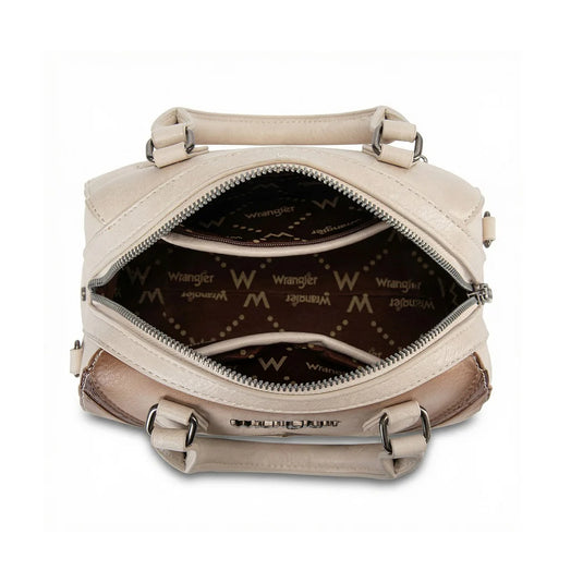 WG480-51103TN - Wrangler Chevron Stitch Dome Satchel Crossbody Bag - Tan