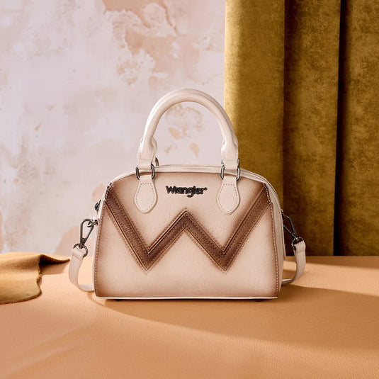 WG480-51103TN - Wrangler Chevron Stitch Dome Satchel Crossbody Bag - Tan
