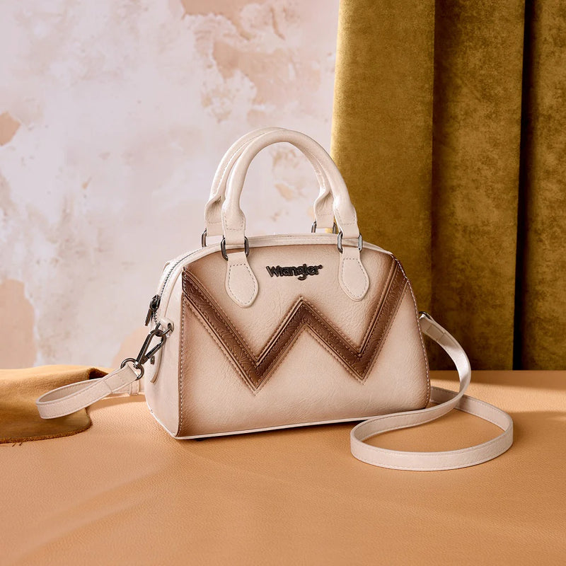Load image into Gallery viewer, WG480-51103TN - Wrangler Chevron Stitch Dome Satchel Crossbody Bag - Tan

