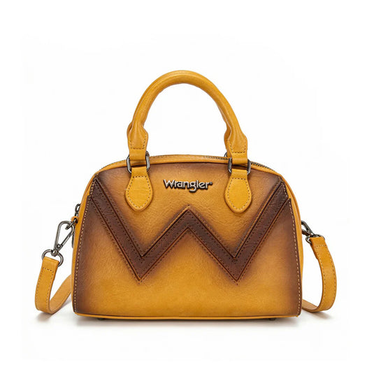 WG480-51103YL - Wrangler Chevron Stitch Dome Satchel Crossbody Bag - Yellow