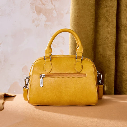 WG480-51103YL - Wrangler Chevron Stitch Dome Satchel Crossbody Bag - Yellow