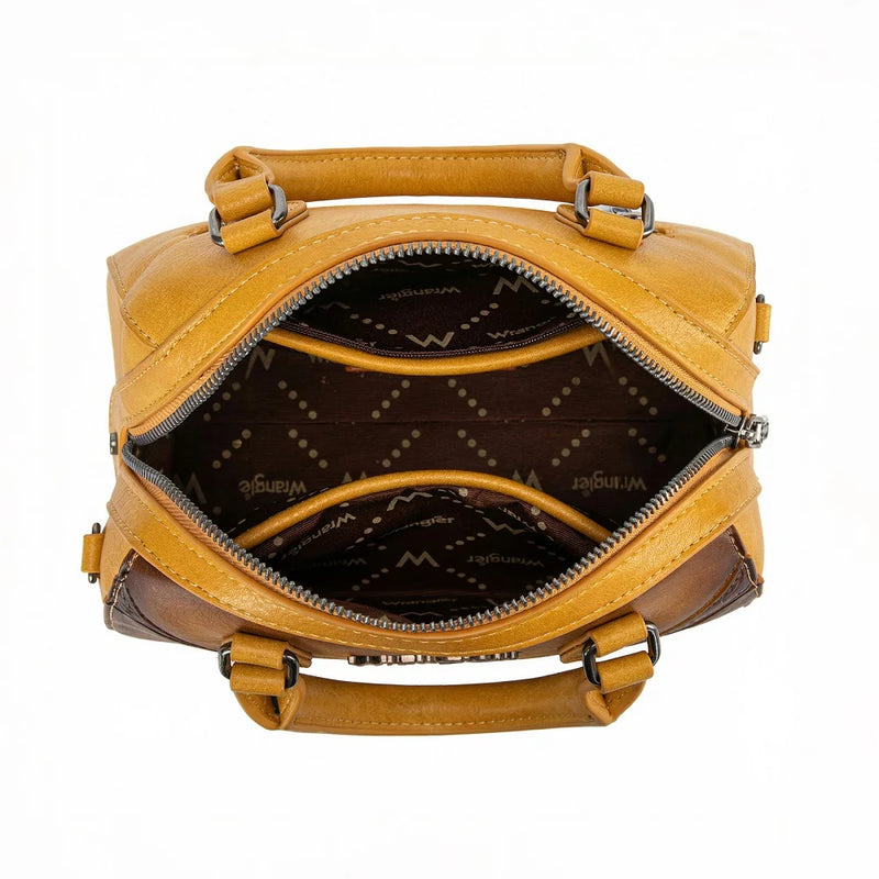 Load image into Gallery viewer, WG480-51103YL - Wrangler Chevron Stitch Dome Satchel Crossbody Bag - Yellow
