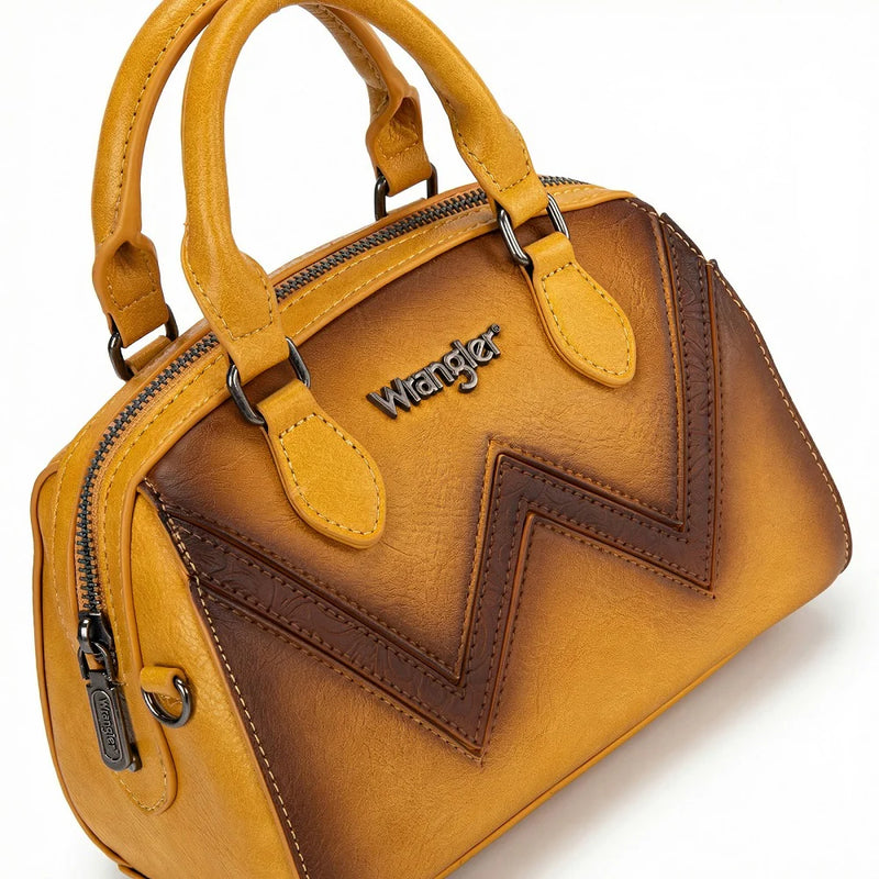 Load image into Gallery viewer, WG480-51103YL - Wrangler Chevron Stitch Dome Satchel Crossbody Bag - Yellow
