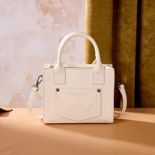 WG480-518BG - Wrangler Chevron Stitch Tote Crossbody Bag - Beige