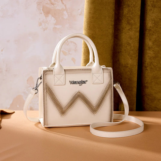 WG480-518BG - Wrangler Chevron Stitch Tote Crossbody Bag - Beige