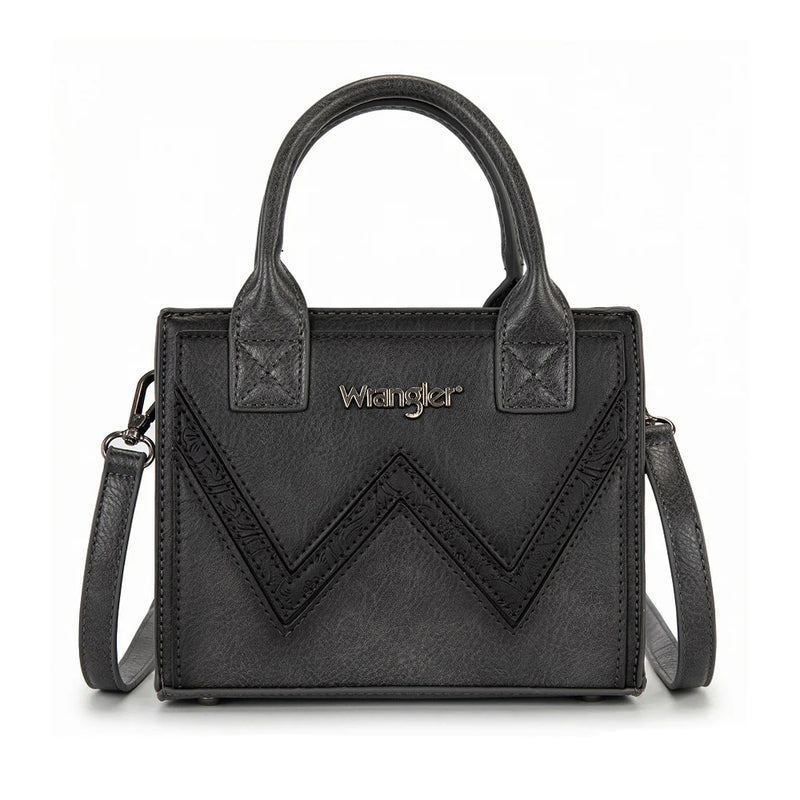 Load image into Gallery viewer, WG480-518BK - Wrangler Chevron Stitch Tote Crossbody Bag - Black
