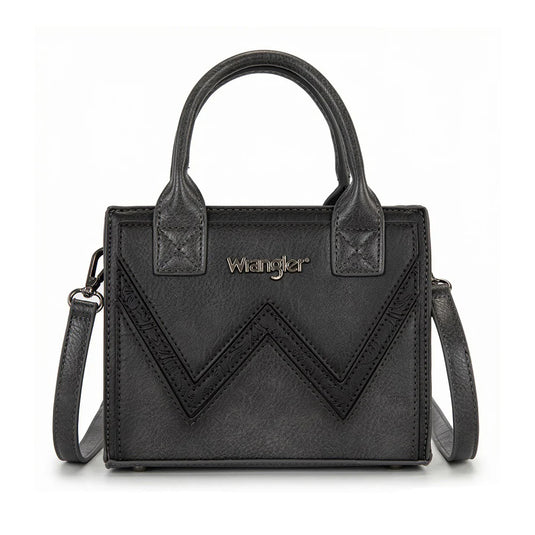 WG480-518BK - Wrangler Chevron Stitch Tote Crossbody Bag - Black
