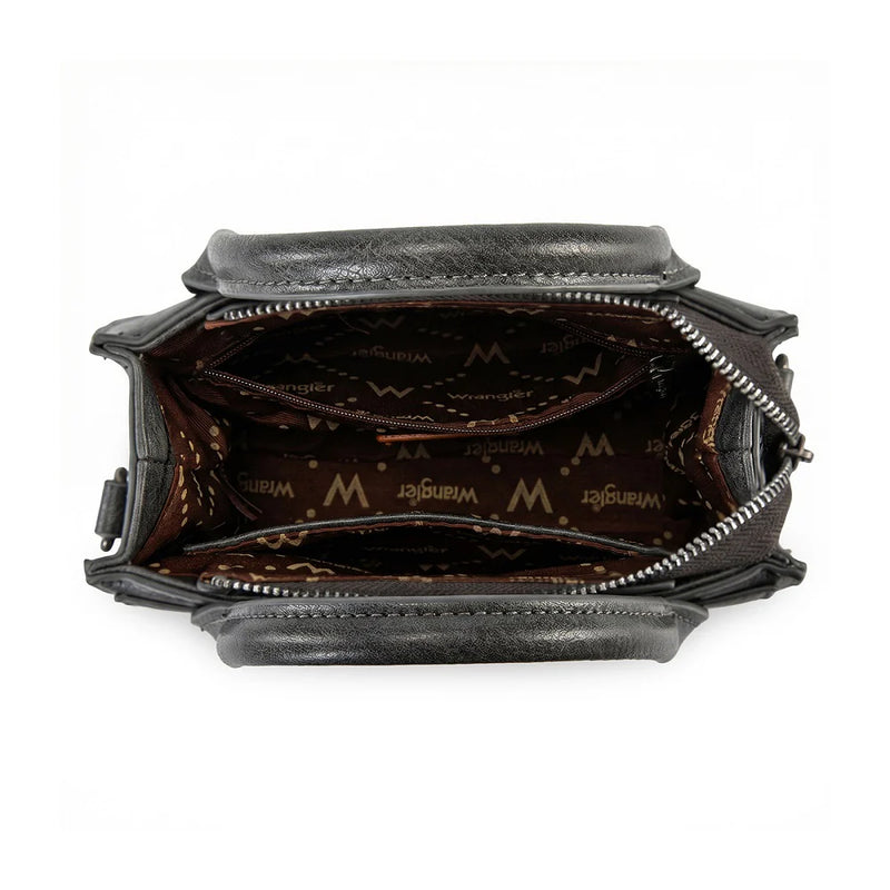 Load image into Gallery viewer, WG480-518BK - Wrangler Chevron Stitch Tote Crossbody Bag - Black
