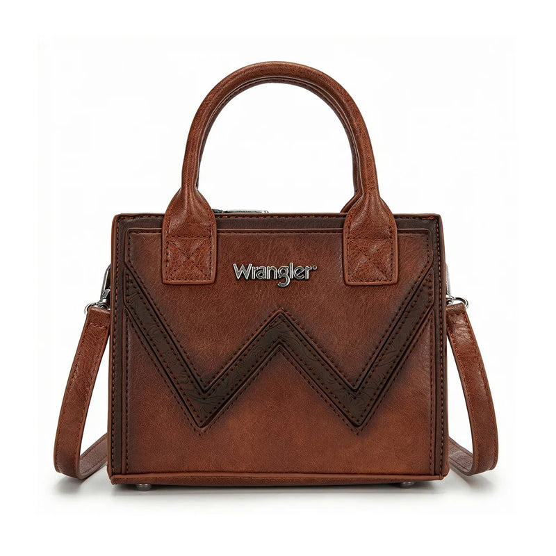 Load image into Gallery viewer, WG480-518BR - Wrangler Chevron Stitch Tote Crossbody Bag - Brown

