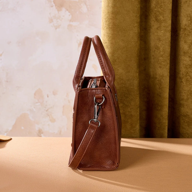 Load image into Gallery viewer, WG480-518BR - Wrangler Chevron Stitch Tote Crossbody Bag - Brown
