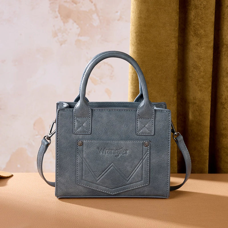 Load image into Gallery viewer, WG480-518JN - Wrangler Chevron Stitch Tote Crossbody Bag - Jean
