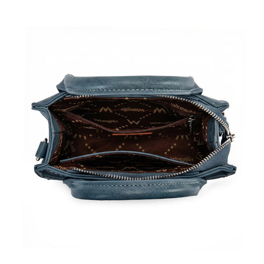 WG480-518JN - Wrangler Chevron Stitch Tote Crossbody Bag - Jean