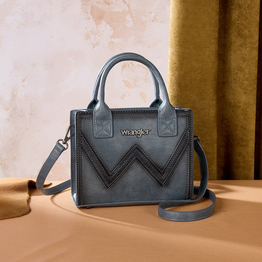 WG480-518JN - Wrangler Chevron Stitch Tote Crossbody Bag - Jean
