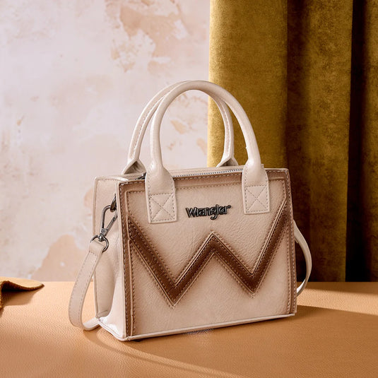 WG480-518TN - Wrangler Chevron Stitch Tote Crossbody Bag - Tan