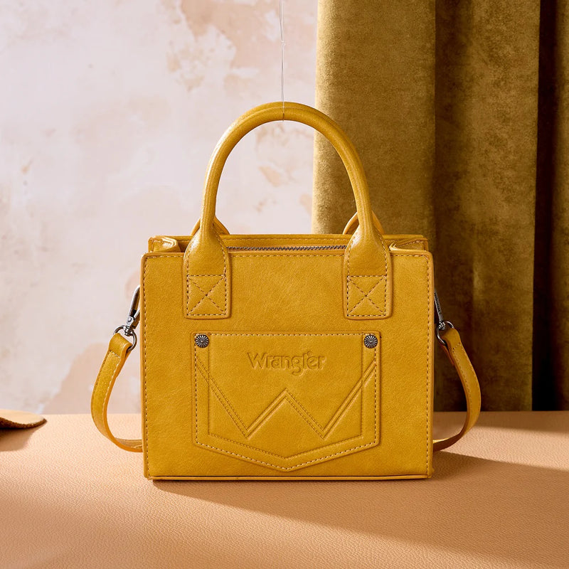 Load image into Gallery viewer, WG480-518YL - Wrangler Chevron Stitch Tote Crossbody Bag - Yellow
