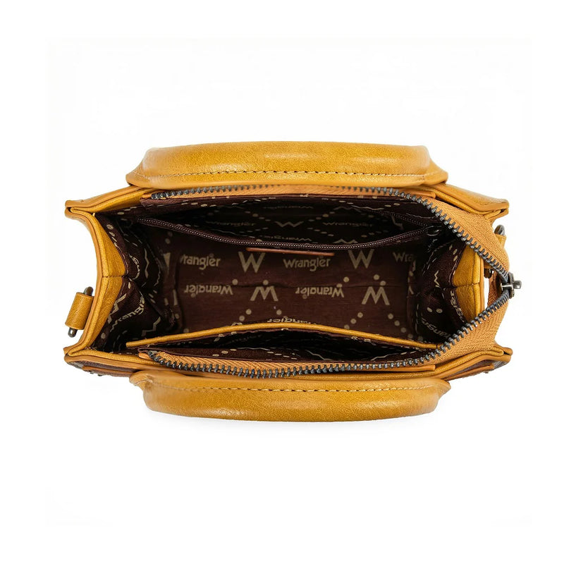 Load image into Gallery viewer, WG480-518YL - Wrangler Chevron Stitch Tote Crossbody Bag - Yellow
