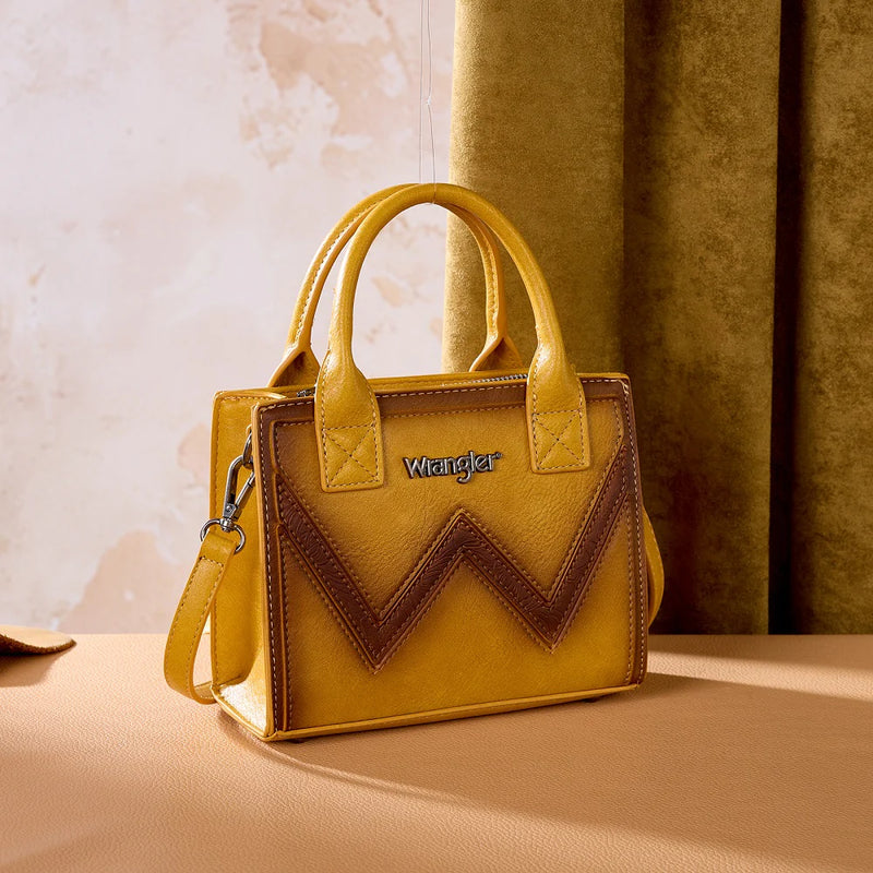 Load image into Gallery viewer, WG480-518YL - Wrangler Chevron Stitch Tote Crossbody Bag - Yellow
