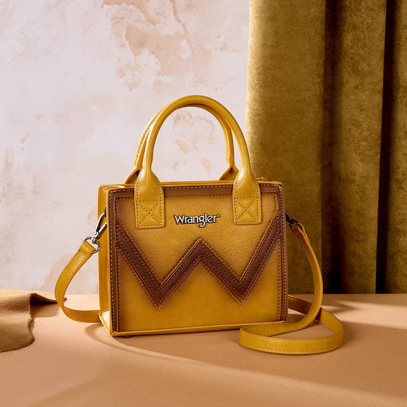 Load image into Gallery viewer, WG480-518YL - Wrangler Chevron Stitch Tote Crossbody Bag - Yellow

