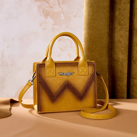 WG480-518YL - Wrangler Chevron Stitch Tote Crossbody Bag - Yellow