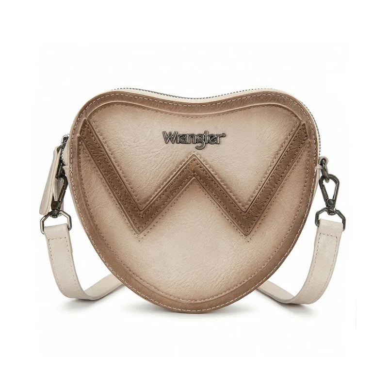 Load image into Gallery viewer, WG480-520TN - Wrangler Heart Shaped Chevron Stitch Crossbody Bag - Tan

