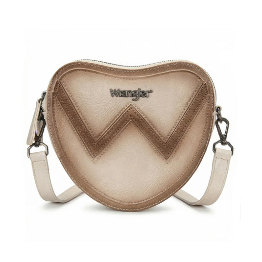 WG480-520TN - Wrangler Heart Shaped Chevron Stitch Crossbody Bag - Tan
