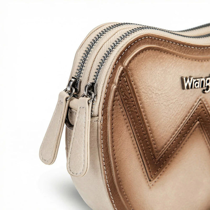 Load image into Gallery viewer, WG480-520TN - Wrangler Heart Shaped Chevron Stitch Crossbody Bag - Tan

