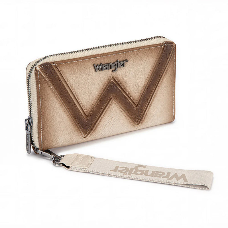 Load image into Gallery viewer, WG480-W006TN - Wrangler Chevron Stitch Zip Around Wristlet Wallet - Tan
