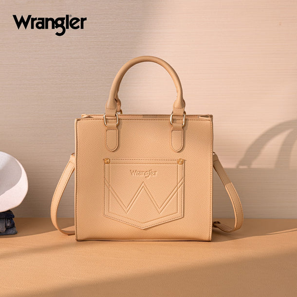 Load image into Gallery viewer, WG481-8126GN - Wrangler Daisy Print Chevron Tote Crossbody Bag - Green
