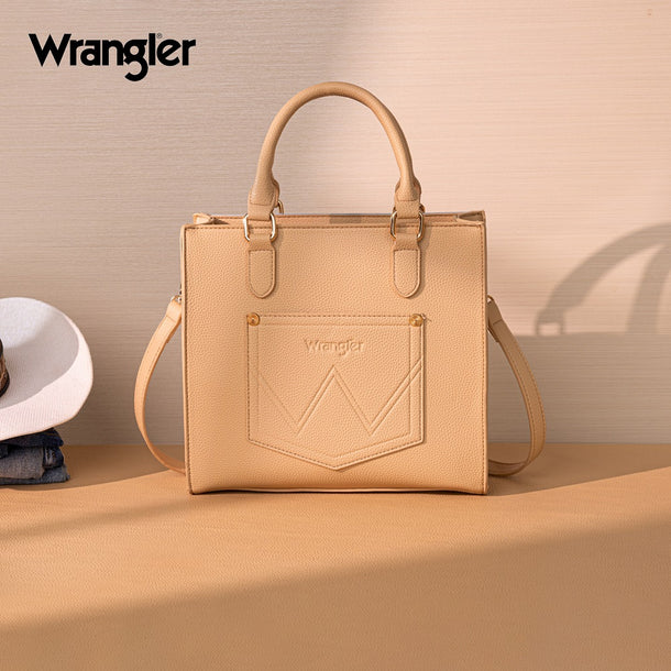 Load image into Gallery viewer, WG481-8126JN - Wrangler Daisy Print Chevron Tote Crossbody Bag - Jean
