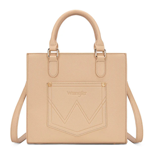 Load image into Gallery viewer, WG481-8126TN - Wrangler Daisy Print Chevron Tote Crossbody Bag - Tan
