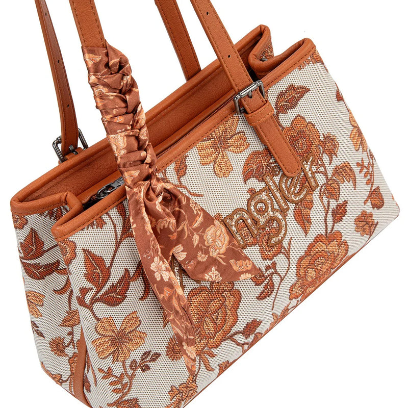 Load image into Gallery viewer, WG510-8130DBR - Wrangler Floral Printed Braided Scarf Crossbody Bag - Dark Brown
