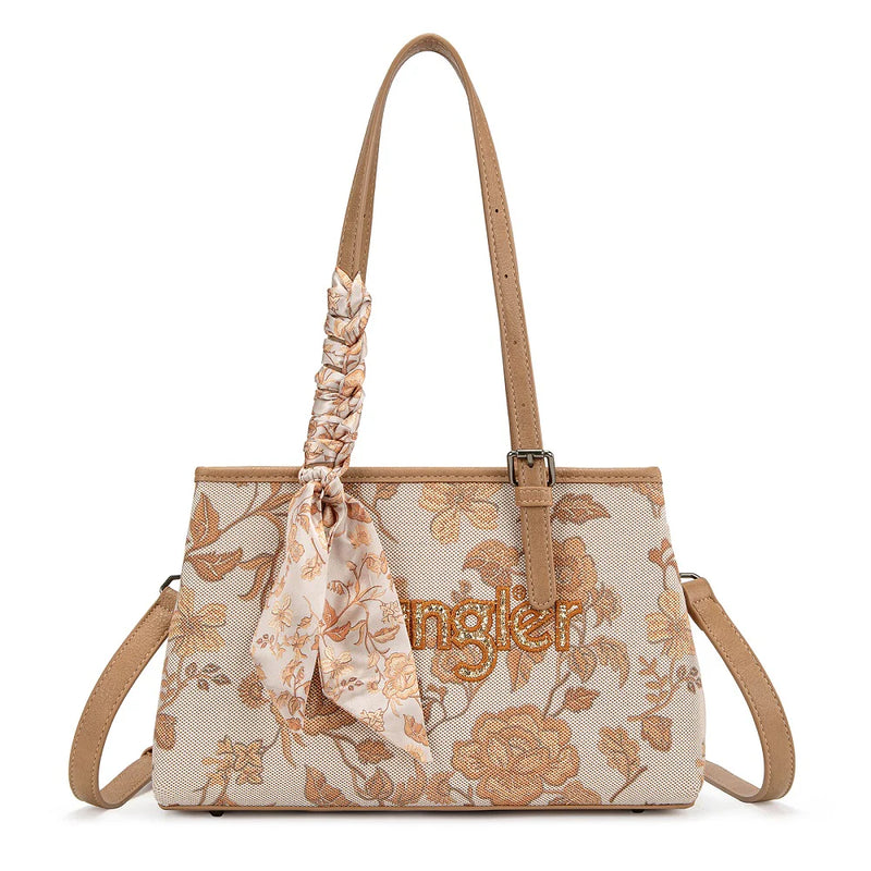 Load image into Gallery viewer, WG510-8130GD - Wrangler Floral Printed Braided Scarf Crossbody Bag - Gold
