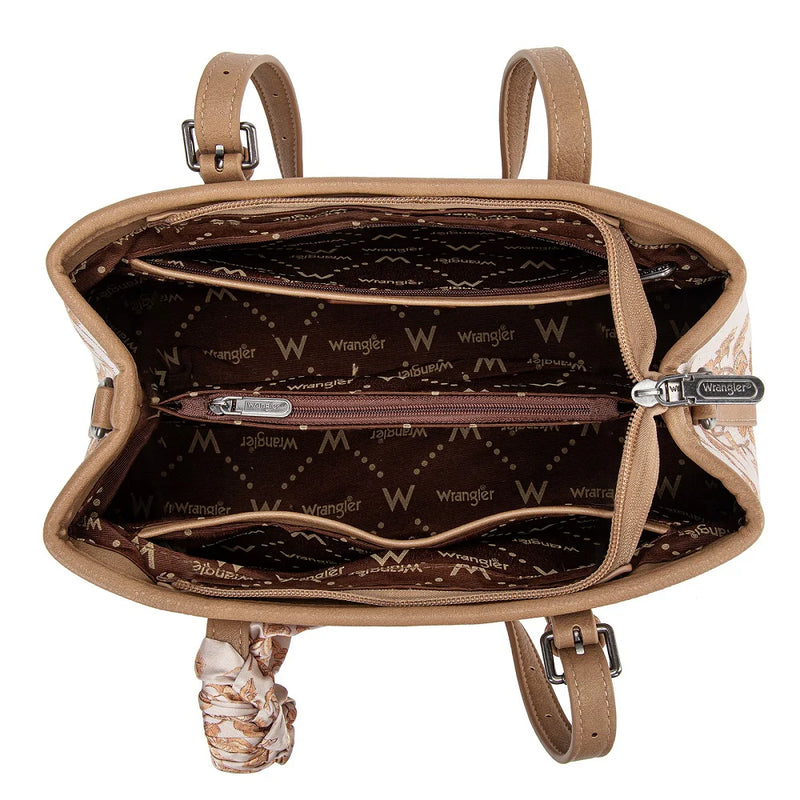 Load image into Gallery viewer, WG510-8130GD - Wrangler Floral Printed Braided Scarf Crossbody Bag - Gold
